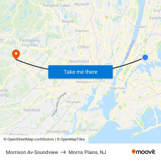 Morrison Av-Soundview to Morris Plains, NJ map