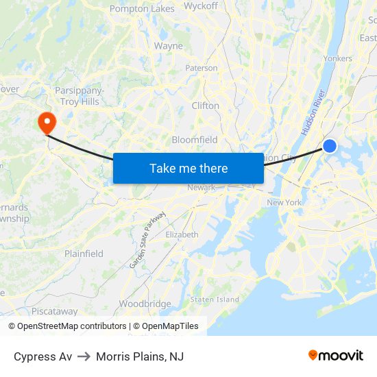 Cypress Av to Morris Plains, NJ map