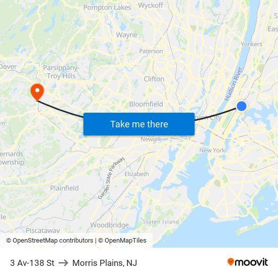 3 Av-138 St to Morris Plains, NJ map