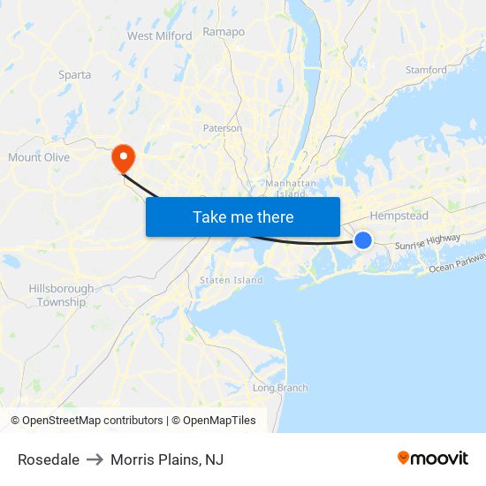 Rosedale to Morris Plains, NJ map