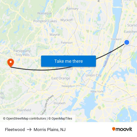 Fleetwood to Morris Plains, NJ map
