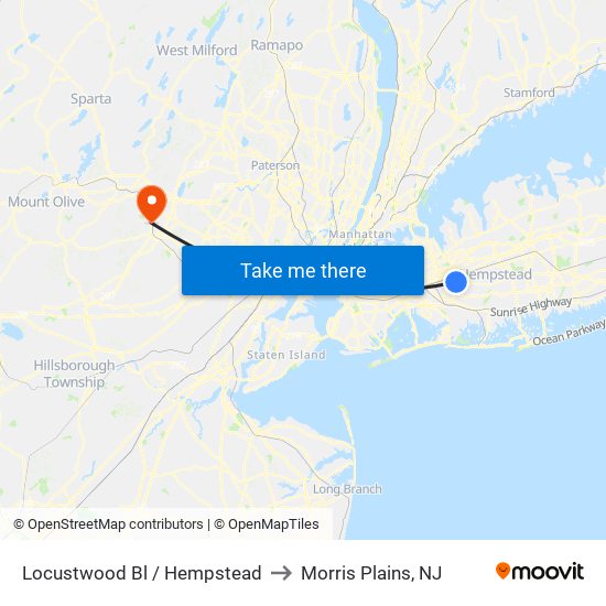 Locustwood Bl / Hempstead to Morris Plains, NJ map