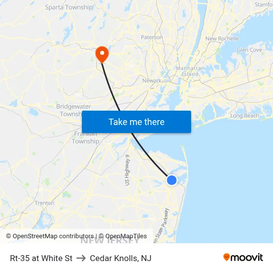 Rt-35 at White St to Cedar Knolls, NJ map