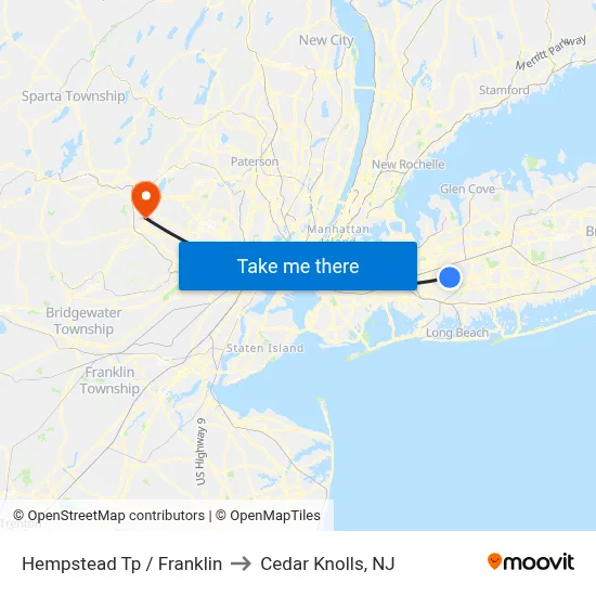 Hempstead Tp / Franklin to Cedar Knolls, NJ map
