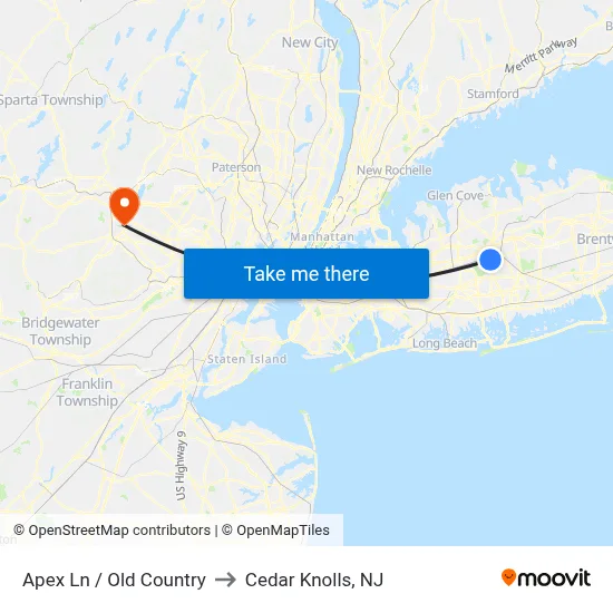Apex Ln / Old Country to Cedar Knolls, NJ map