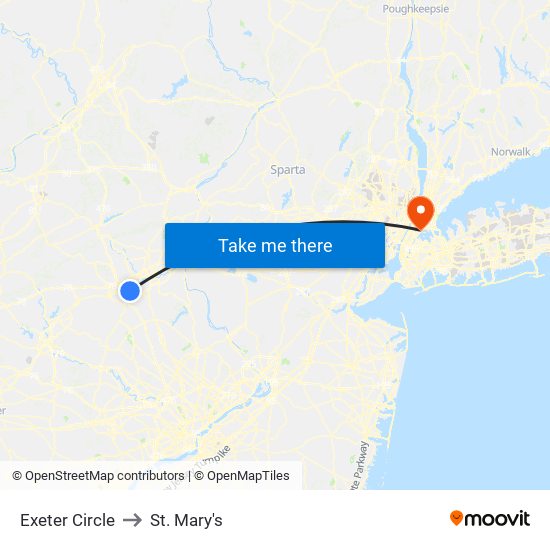 Exeter Circle to St. Mary's map