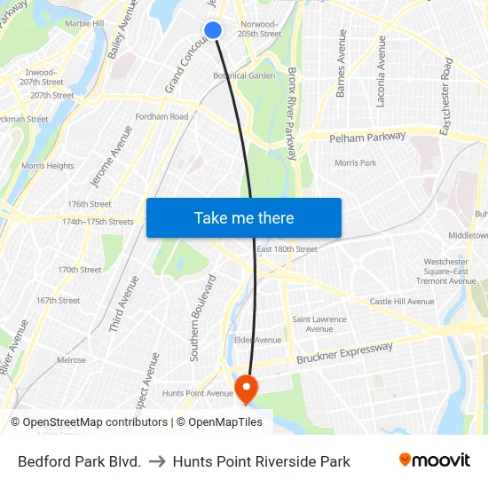 Bedford Park Blvd. to Hunts Point Riverside Park map