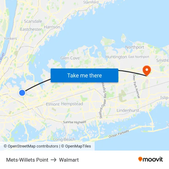 Mets-Willets Point to Walmart map
