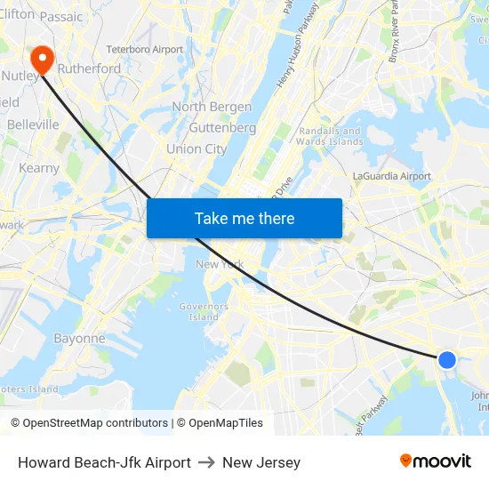 Howard Beach-Jfk Airport to New Jersey map
