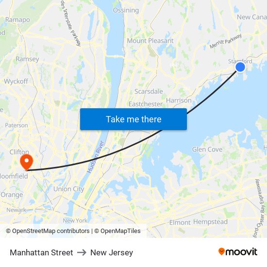 Manhattan Street to New Jersey map