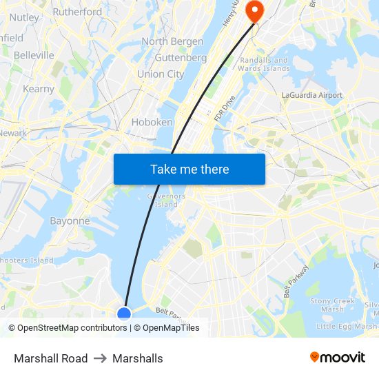 Marshall Road to Marshalls map