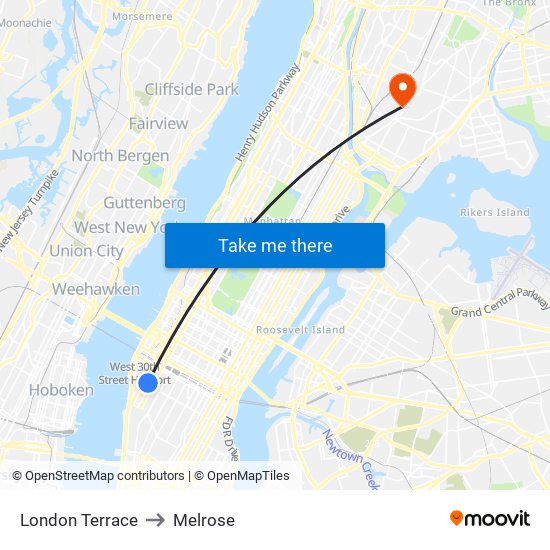 London Terrace to Melrose map