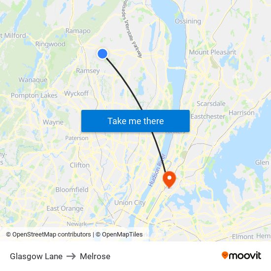 Glasgow Lane to Melrose map