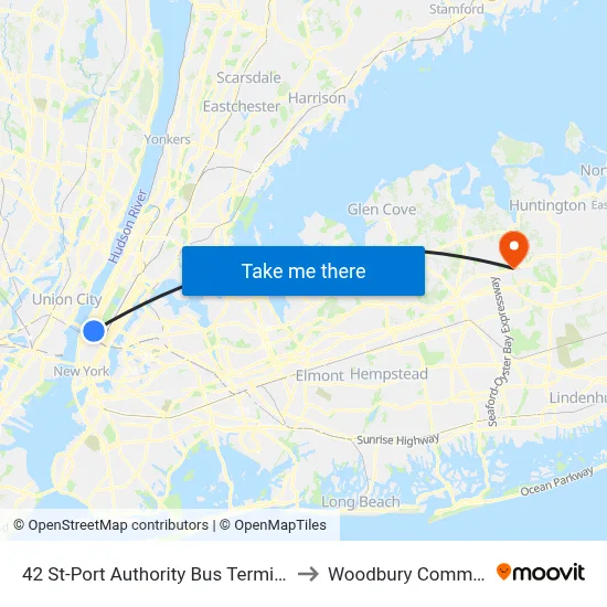 42 St-Port Authority Bus Terminal to Woodbury Common map
