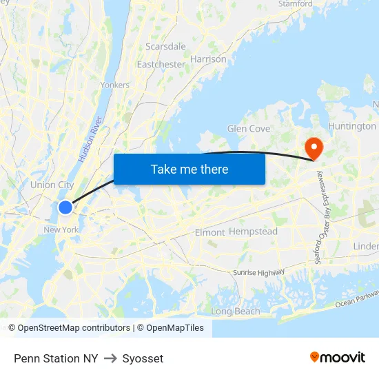 Penn Station NY to Syosset map