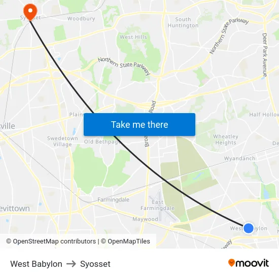 West Babylon to Syosset map