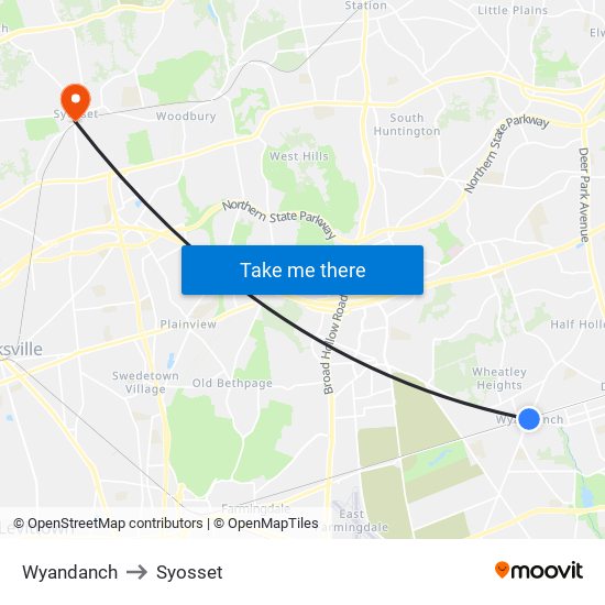 Wyandanch to Syosset map