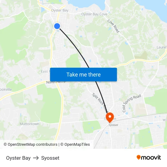 Oyster Bay to Syosset map