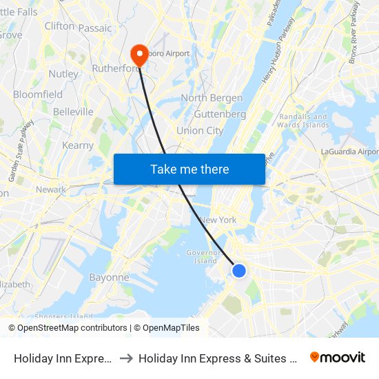 Holiday Inn Express Brooklyn to Holiday Inn Express & Suites Meadowlands Area map