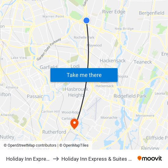 Holiday Inn Express Paramus to Holiday Inn Express & Suites Meadowlands Area map