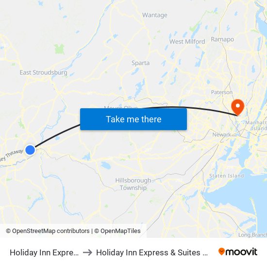 Holiday Inn Express & Suites to Holiday Inn Express & Suites Meadowlands Area map