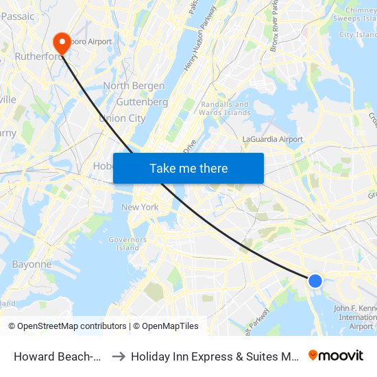 Howard Beach-Jfk Airport to Holiday Inn Express & Suites Meadowlands Area map