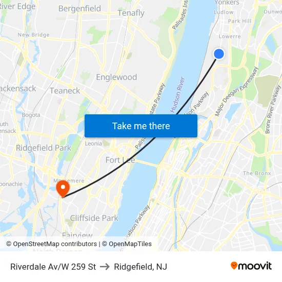 Riverdale Av/W 259 St to Ridgefield, NJ map
