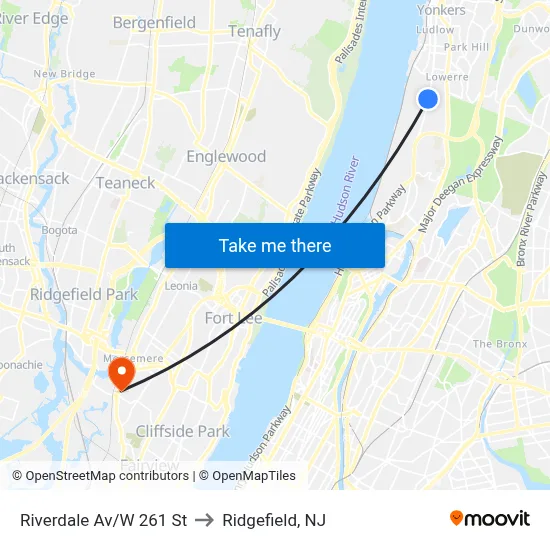 Riverdale Av/W 261 St to Ridgefield, NJ map