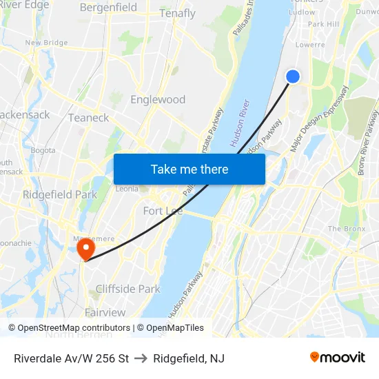 Riverdale Av/W 256 St to Ridgefield, NJ map