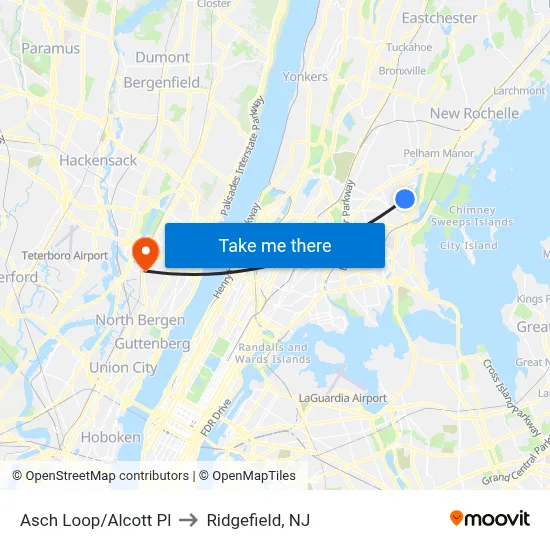 Asch Loop/Alcott Pl to Ridgefield, NJ map