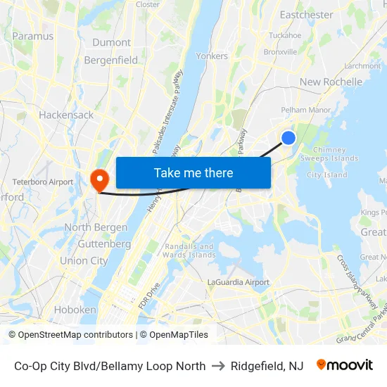 Co-Op City Blvd/Bellamy Loop North to Ridgefield, NJ map