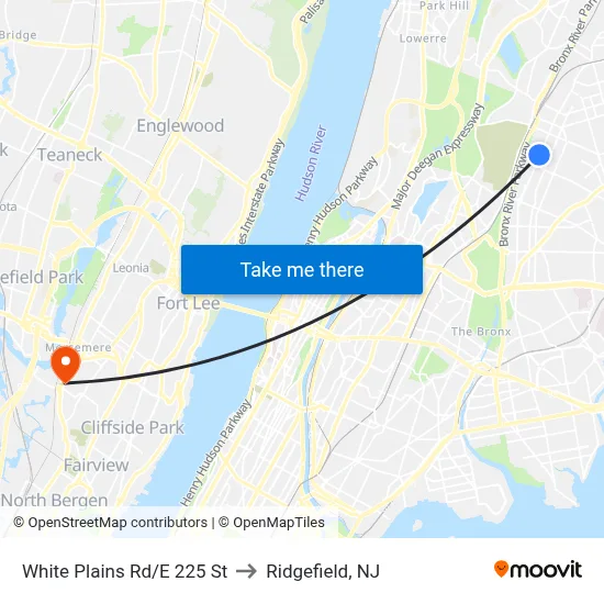 White Plains Rd/E 225 St to Ridgefield, NJ map