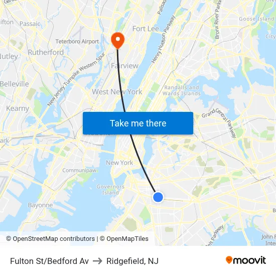 Fulton St/Bedford Av to Ridgefield, NJ map