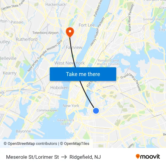 Meserole St/Lorimer St to Ridgefield, NJ map