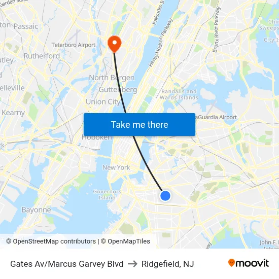 Gates Av/Marcus Garvey Blvd to Ridgefield, NJ map