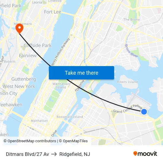 Ditmars Blvd/27 Av to Ridgefield, NJ map