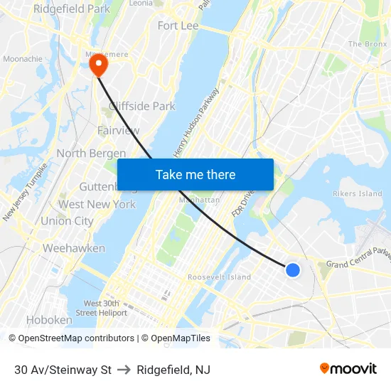 30 Av/Steinway St to Ridgefield, NJ map