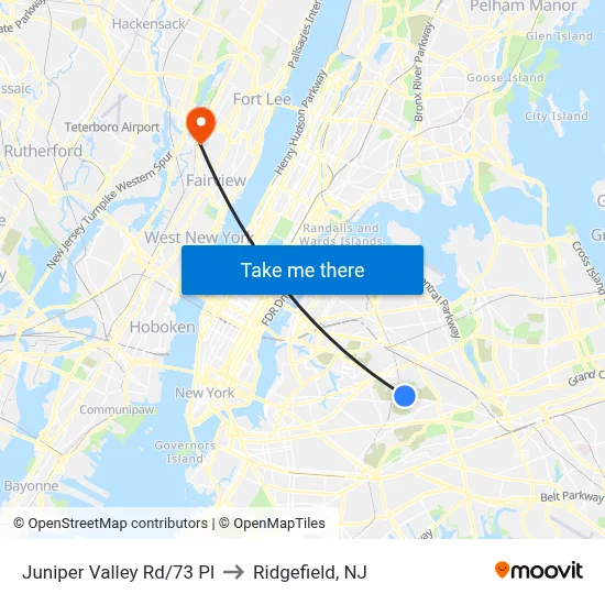 Juniper Valley Rd/73 Pl to Ridgefield, NJ map