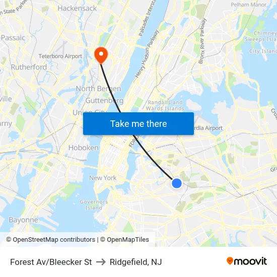 Forest Av/Bleecker St to Ridgefield, NJ map