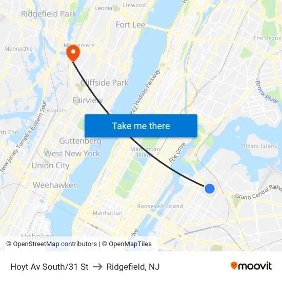 Hoyt Av South/31 St to Ridgefield, NJ map