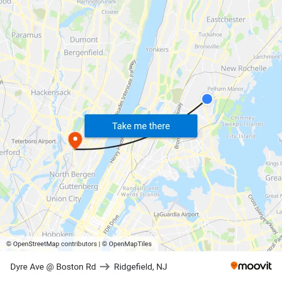 Dyre Ave @ Boston Rd to Ridgefield, NJ map