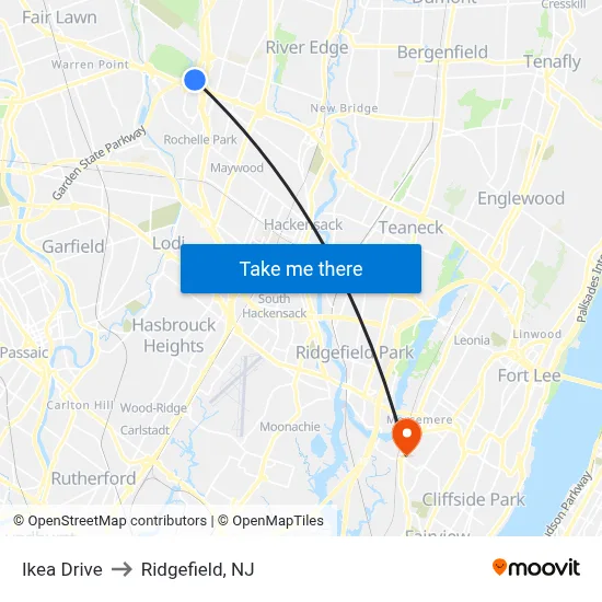 Ikea Drive to Ridgefield, NJ map