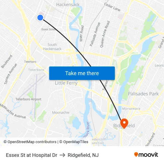 Essex St at Hospital Dr to Ridgefield, NJ map