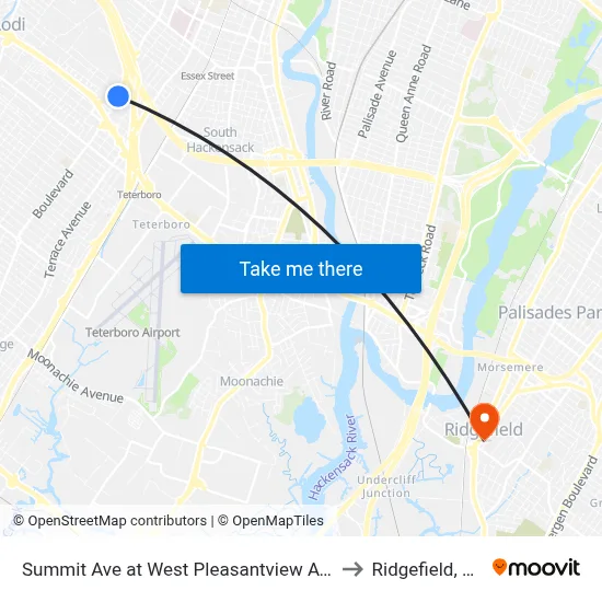 Summit Ave at West Pleasantview Ave to Ridgefield, NJ map