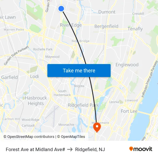 Forest Ave at Midland Ave# to Ridgefield, NJ map
