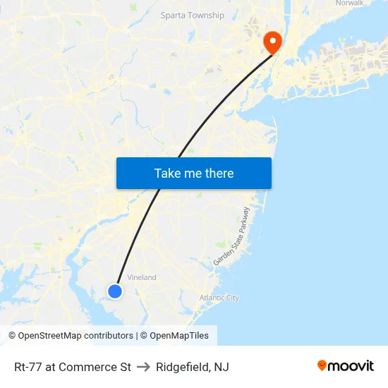 Rt-77 at Commerce St to Ridgefield, NJ map