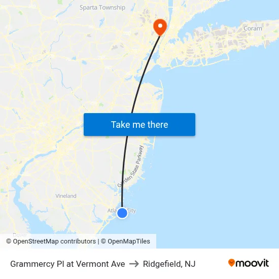 Grammercy Pl at Vermont Ave to Ridgefield, NJ map