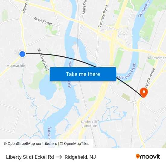 Liberty St at Eckel Rd to Ridgefield, NJ map