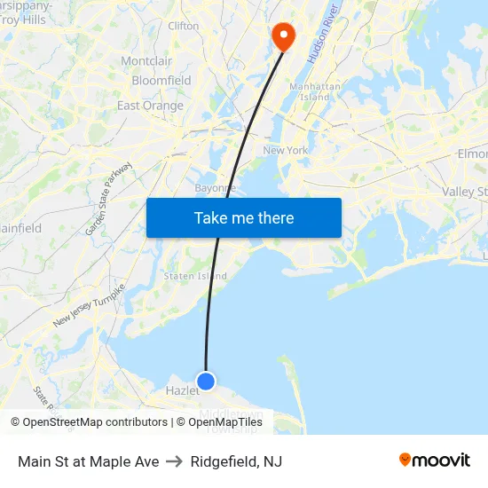 Main St at Maple Ave to Ridgefield, NJ map