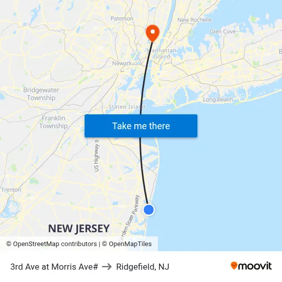 3rd Ave at Morris Ave# to Ridgefield, NJ map